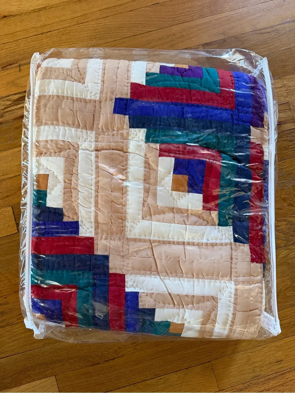 NEW vintage patchwork log cabin quilt king size